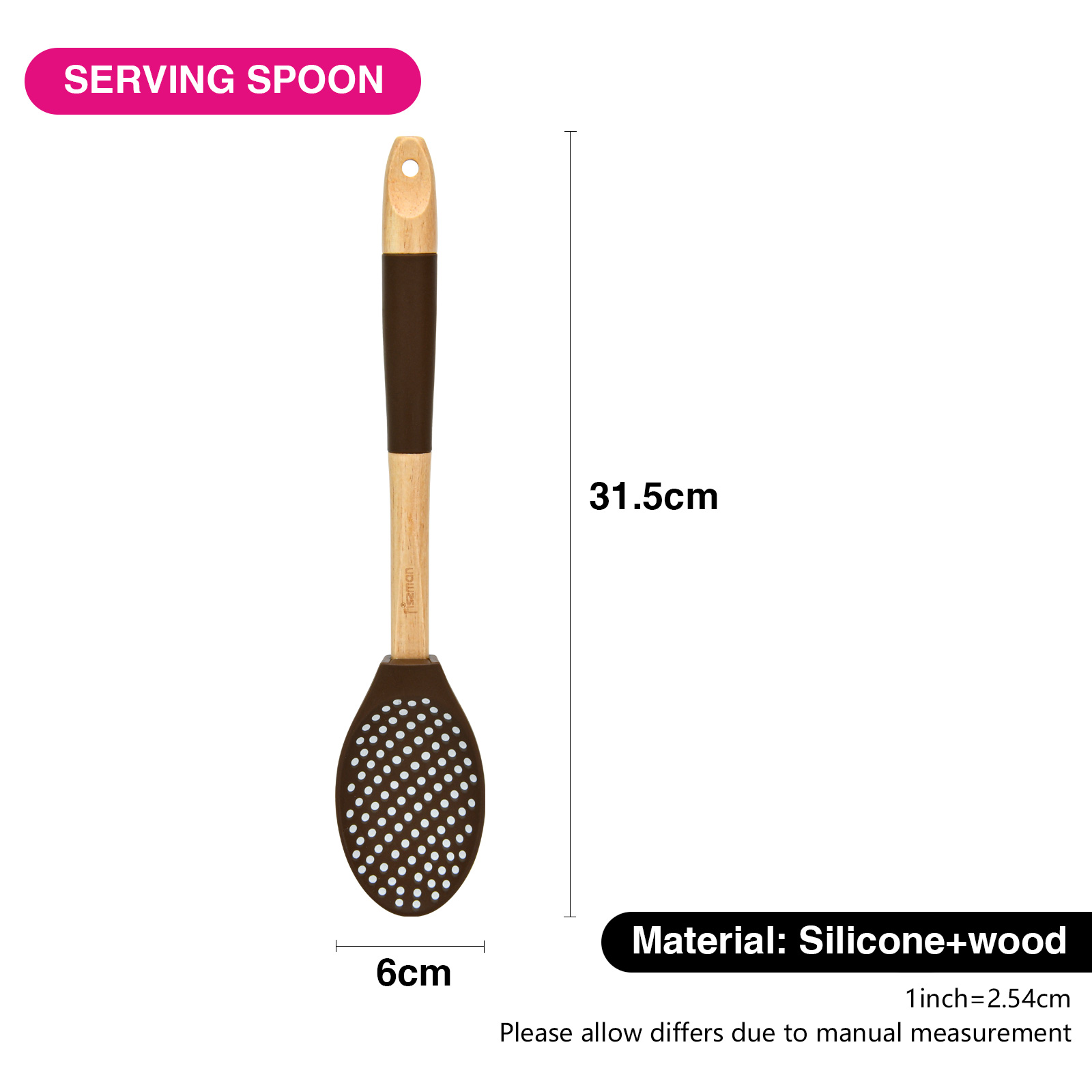 Fissman Serving Spoon Chefs Tools 31.5cm Chocolate (Silicone)