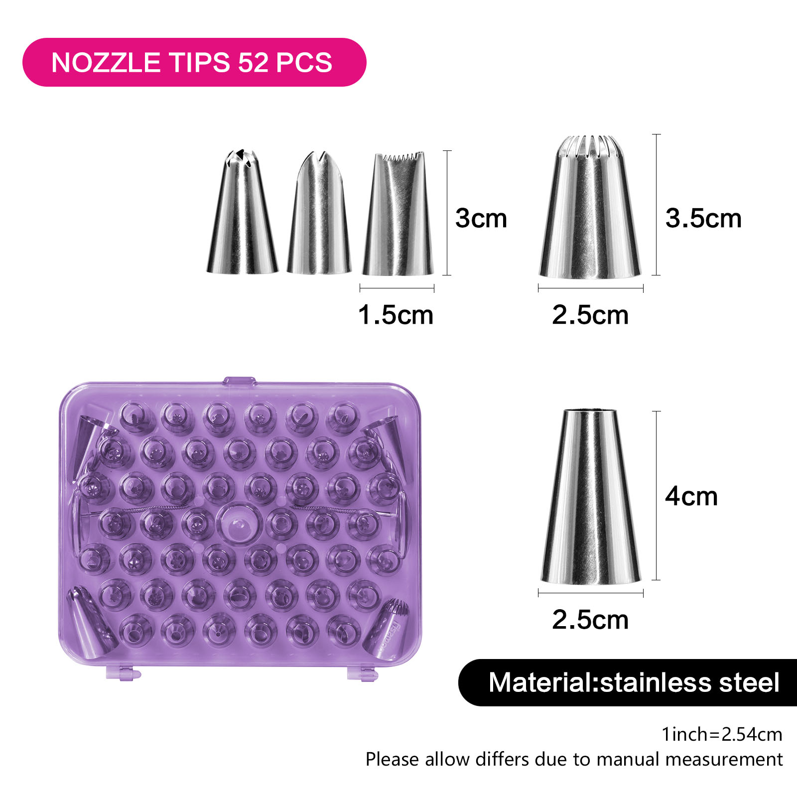 Fissman Confectionery Set of Nozzles 52pcs Purple 22x18.5x5cm