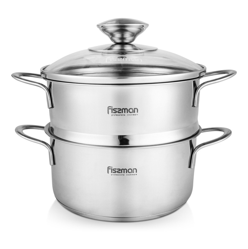 Fissman Mini Cooking Pot Bambino 14x7.0cm/1.1LTR With Steamer Insert 14x6.5cm Wi