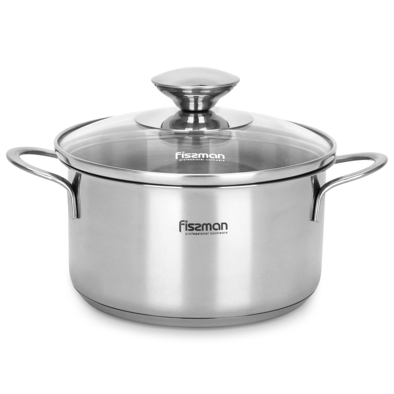 Fissman Saucepot With Glass Lid 12x7.5cm/0.8LTR (Stainless Steel)