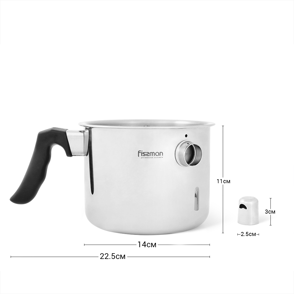 Fissman Whistling Double Wall Saucepan Bain-Marie 14x11cm/1.1LTR (Stainless Stee