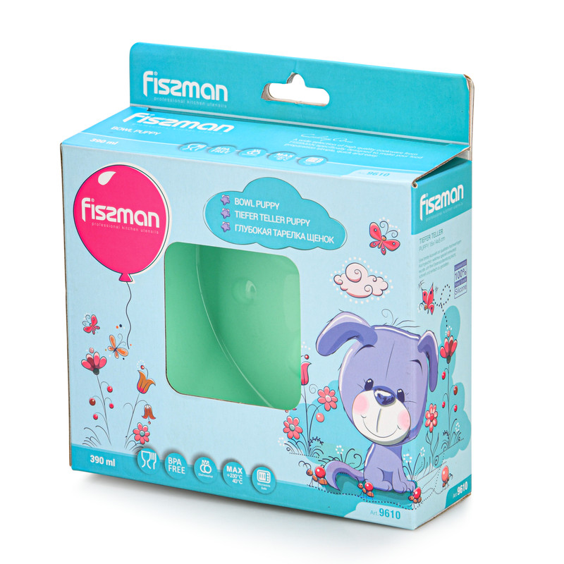 Fissman Silicone Bowl For Kids Puppy Design Green 390ml