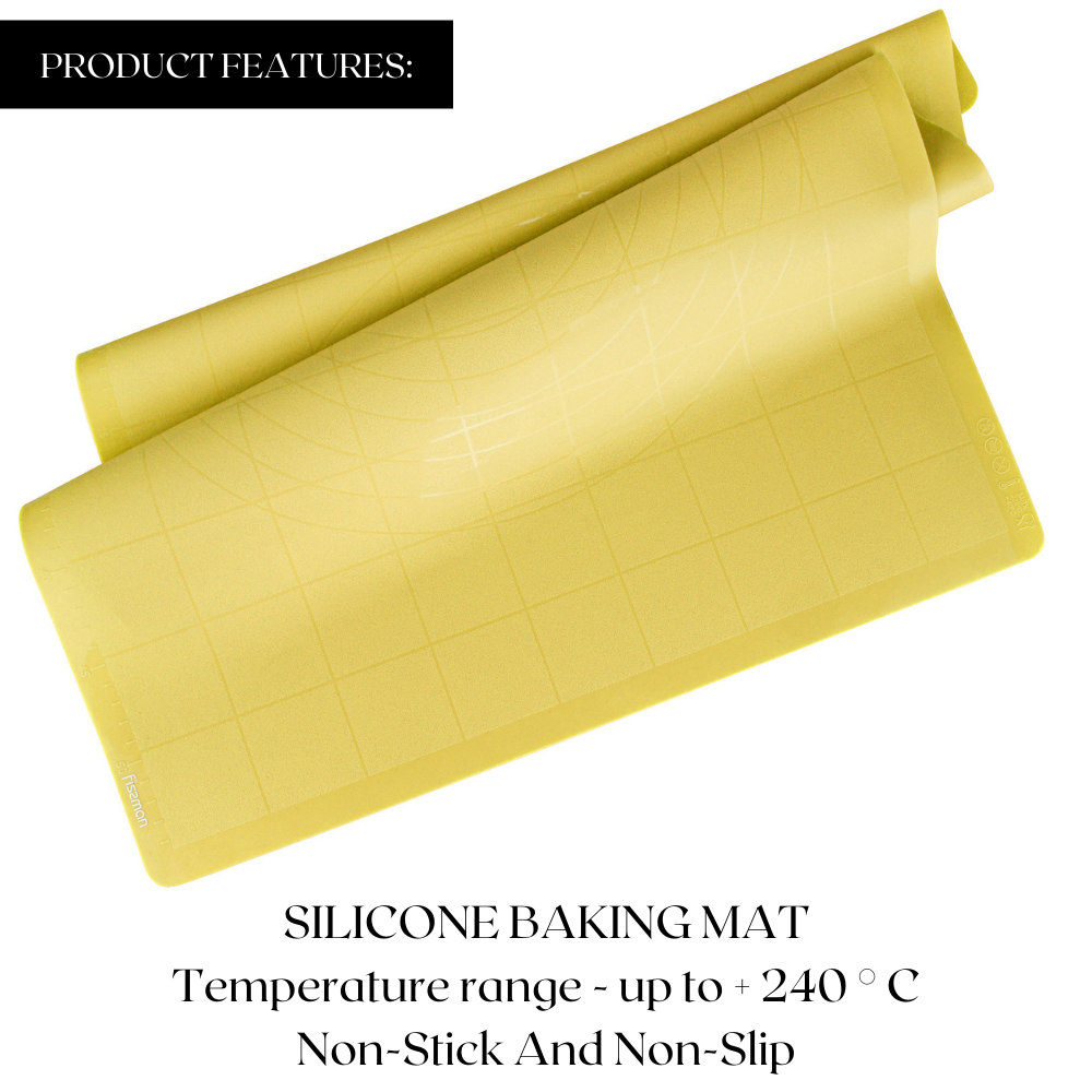 Fissman Silicone Baking and Kneading Mat Yellow 54cm