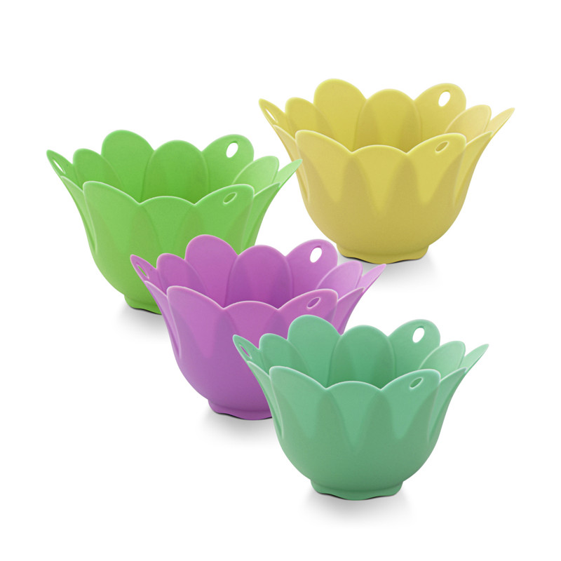Fissman 4-Piece Flower Bowl Molder For Egg Poacher Set Multicolour 10x6.5cm
