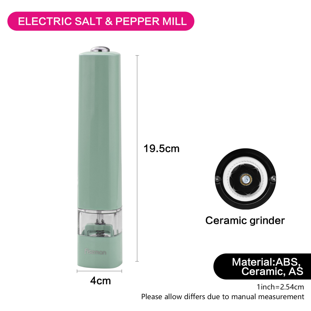 Fissman Electric Salt And Pepper Grinder Mill Mint Green