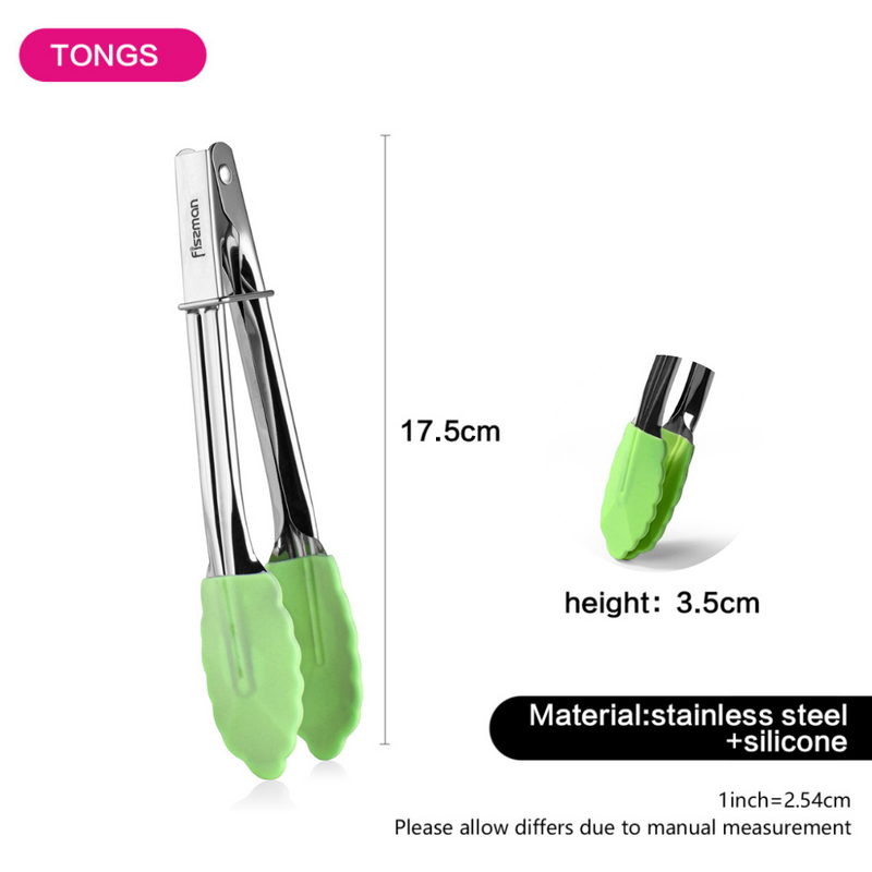 Fissman Stainless Steel with Silicone Kitchen Tongs Green/Silver 17cm