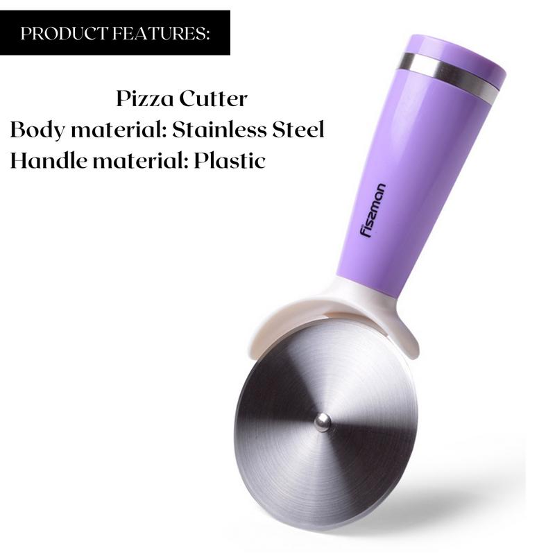 Fissman Stainless Steel Pizza Cutter With Ergonomic Handle Purple
