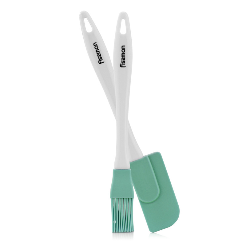 Fissman 2-Piece Brush And Spatula Set White/Green 22cm