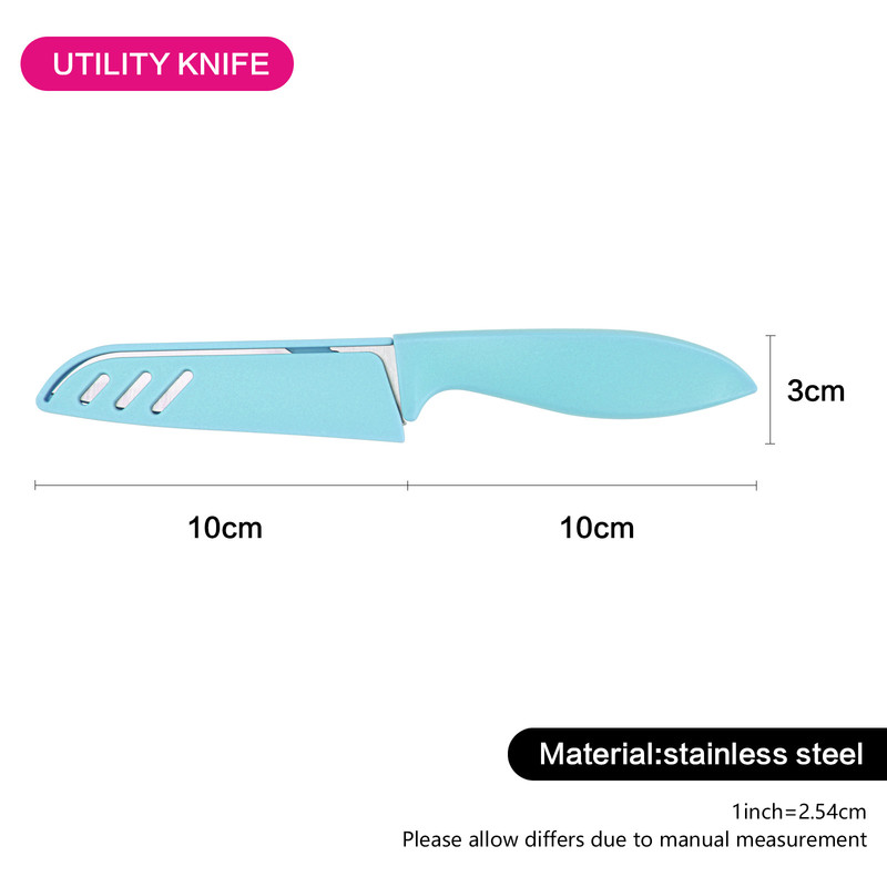 Fissman Utility Vegetable And Fruit Knife With Sheath Blue Green 21cm