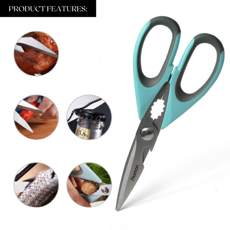 Fissman Kitchen Scissors Mint Green/Black/Silver 22cm