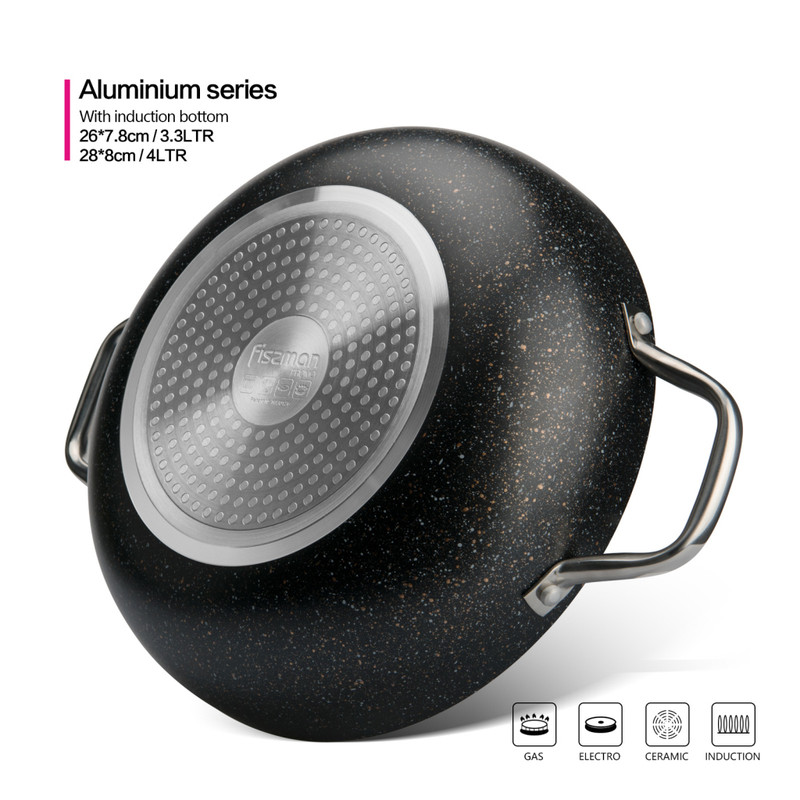 Fissman Wok Promo 28x8cm/4.0LTR Without Lid (Aluminum With Non-Stick Coating)