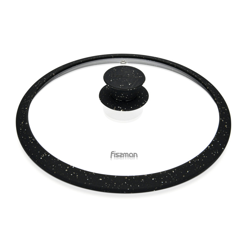 Fissman Lid Arcades 24cm With Black Marble Silicone Rim (Glass)