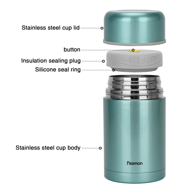 Fissman Double Wall Vacuum Food Jar 800ml (Stainless Steel)