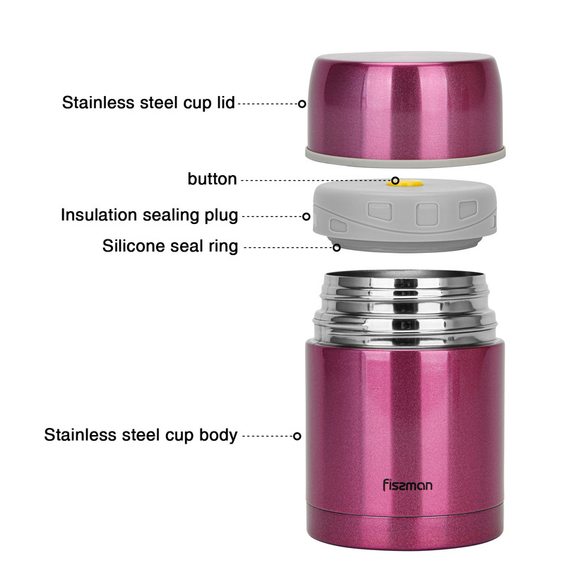 Fissman Double Wall Vacuum Food Jar 600ml (Stainless Steel)