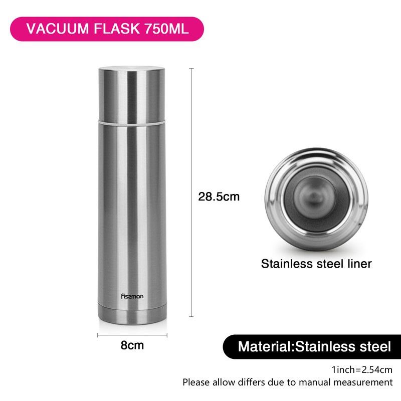 Fissman Double Wall Vacuum Bottle 750ml (Stainless Steel)
