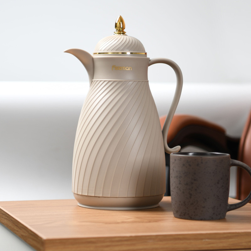 Fissman Vacuum Insulated Jug 1000ml Brown (Plastic Case With Glass Liner)