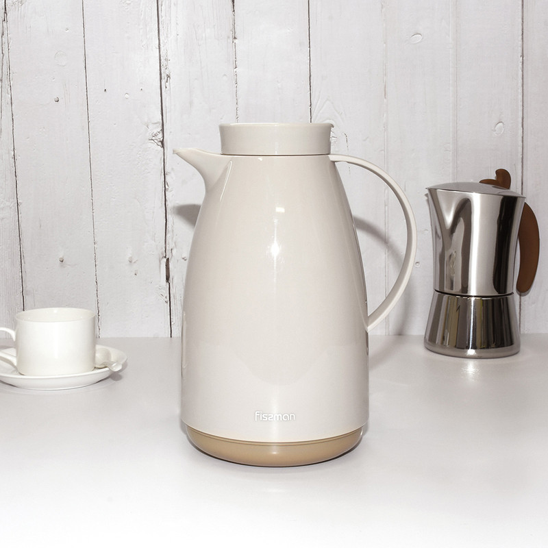 Fissman Vacuum Insulated Jug 1000ml. Cream (Plastic Frame With Glass Liner)