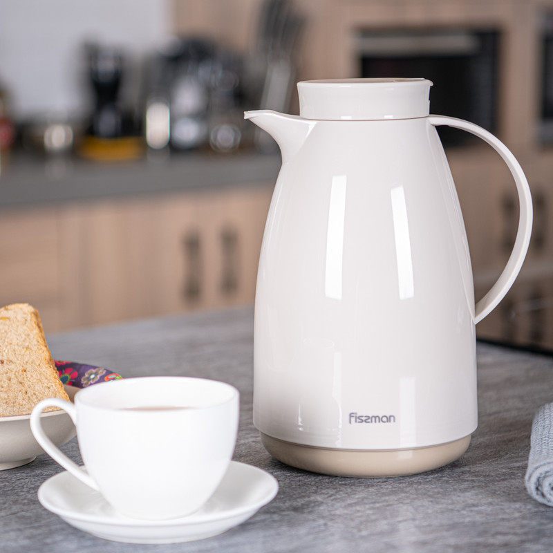 Fissman Vacuum Insulated Jug 1000ml. Cream (Plastic Frame With Glass Liner)