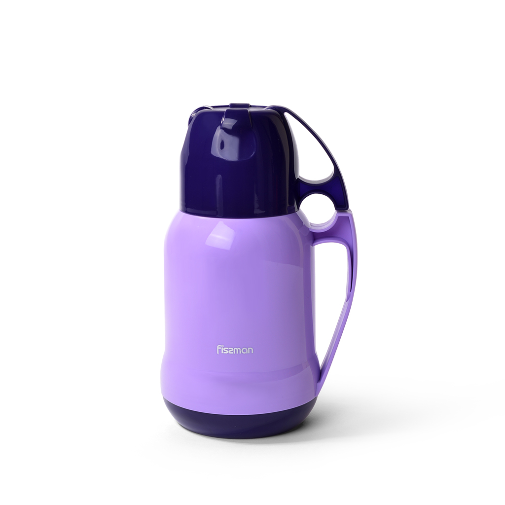 Fissman Vacuum Bottle 1000ml Purple (Plastic Case With Glass Liner)