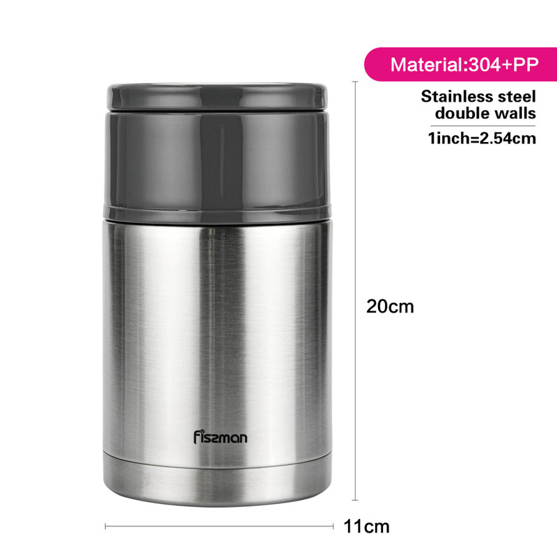 Fissman Double Wall Vacuum Food Jar 1000ml (Stainless Steel)