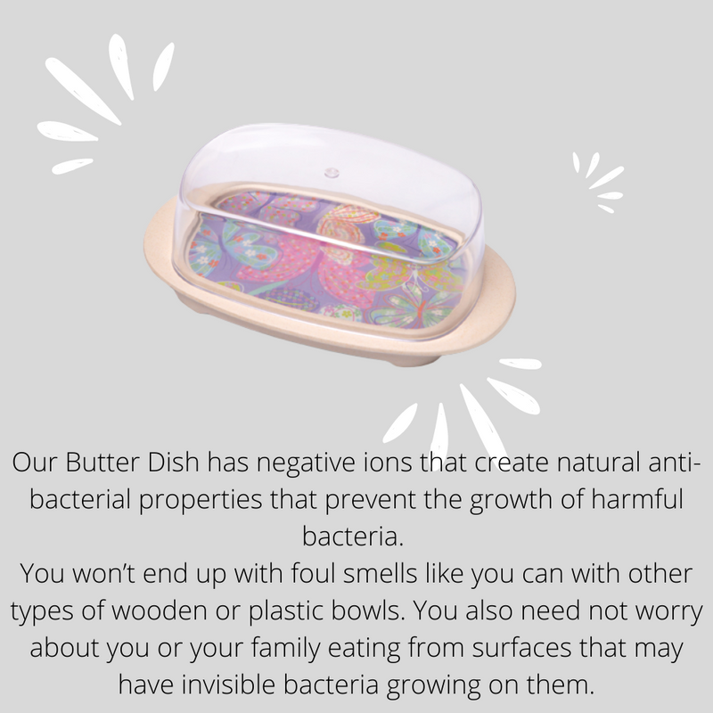 Fissman Butter Dish Flower 18x11x6cm With Plastic Cover (Bamboo Fibre)