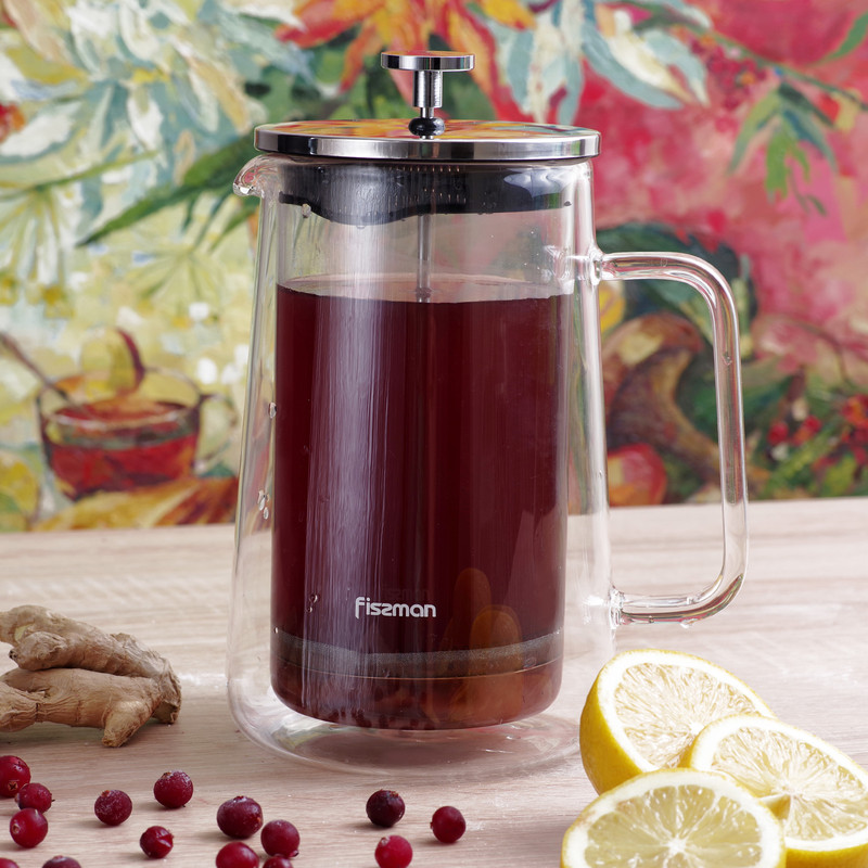 Fissman Double Wall French Press Coffee Maker Doppio 1000ml (Borosilicate Glass)