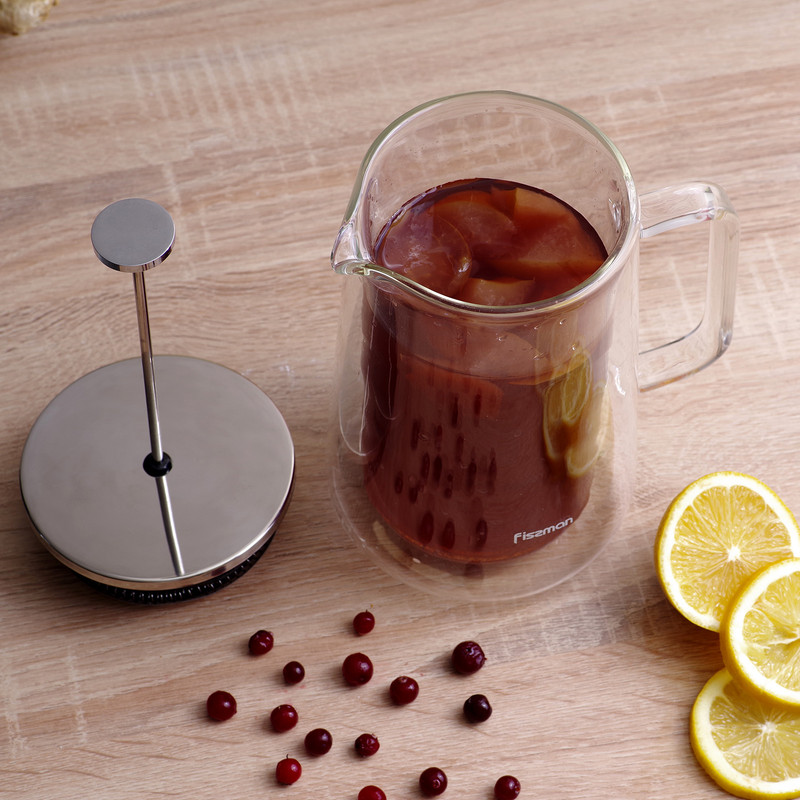 Fissman Double Wall French Press Coffee Maker Doppio 1000ml (Borosilicate Glass)