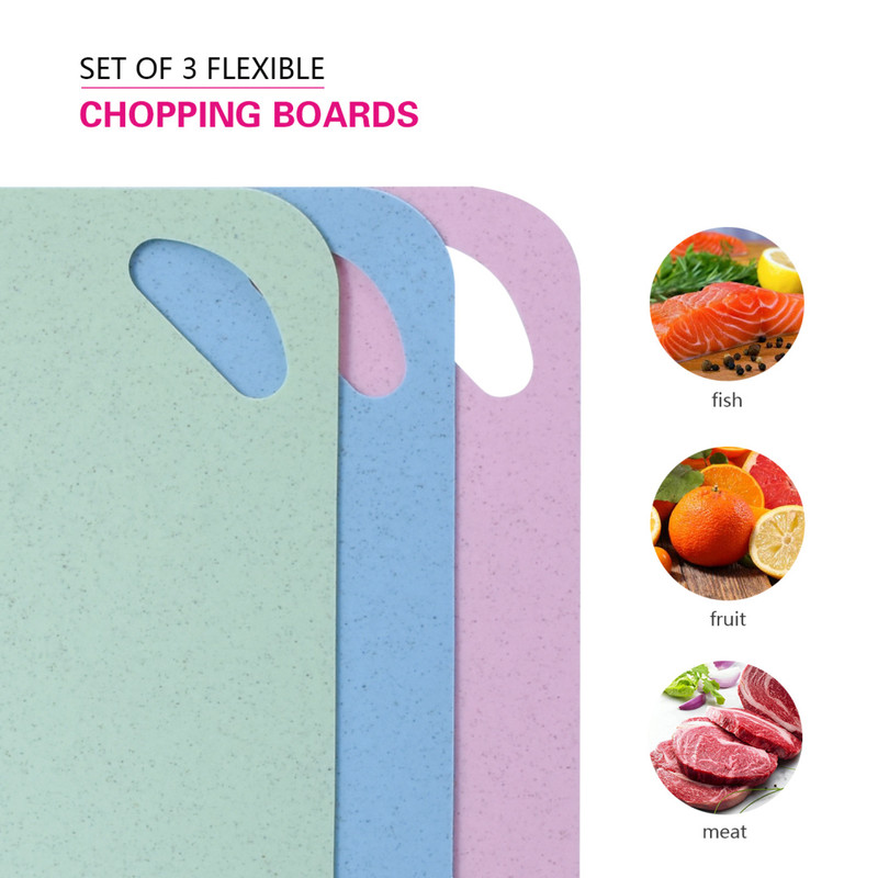 Fissman Set of 3 Flexible Chopping Mats 29x19cm (Plastic)