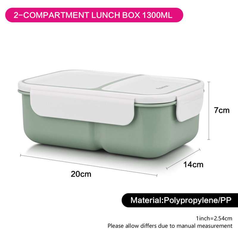 Fissman 2-Compartment Lunch Box 20x14x8cm/1300ml Green (Plastic)