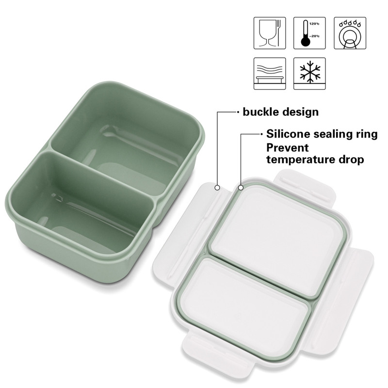 Fissman 2-Compartment Lunch Box 20x14x8cm/1300ml Green (Plastic)