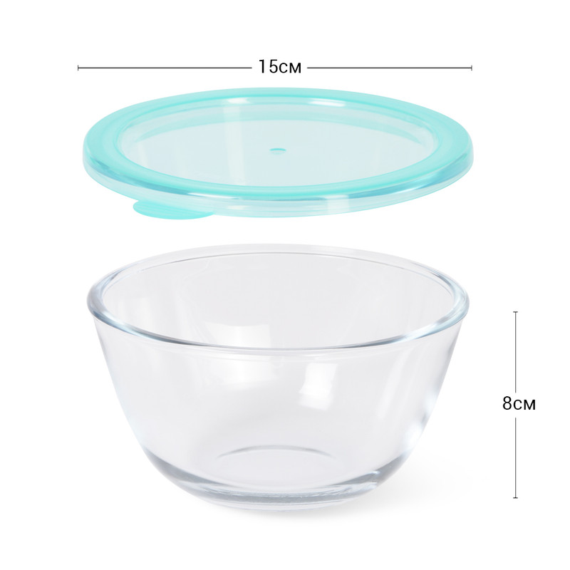 Fissman Bowl With Pp Lid 15x8cm/0.8LTR (Borosilicate Glass)