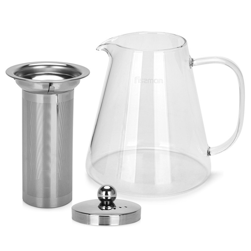 Fissman Tea Pot 1300ml With Stainless Steel Filter (Borosilicate Glass)
