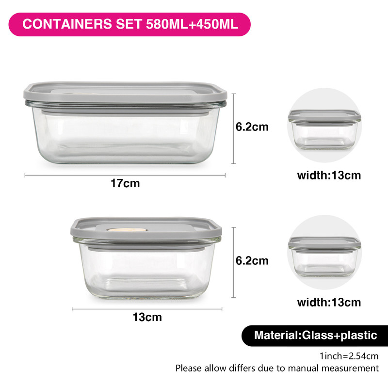 Fissman 2 Pcs. Containers Set With Pp Lid (Glass)