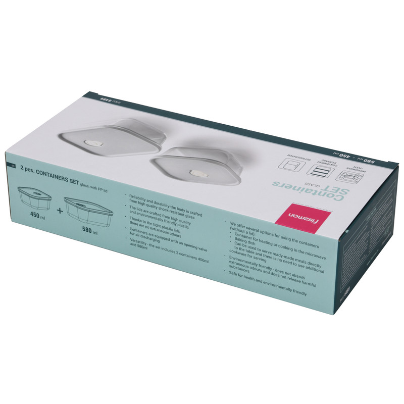 Fissman 2 Pcs. Containers Set With Pp Lid (Glass)