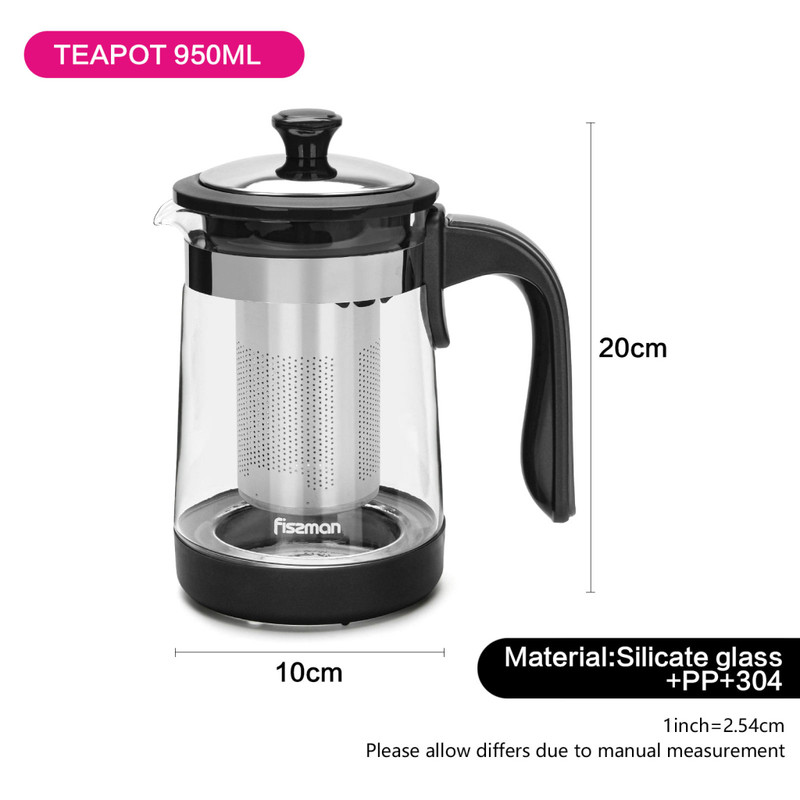 Fissman Tea Pot 950ml With Filter (Borosilicate Glass)