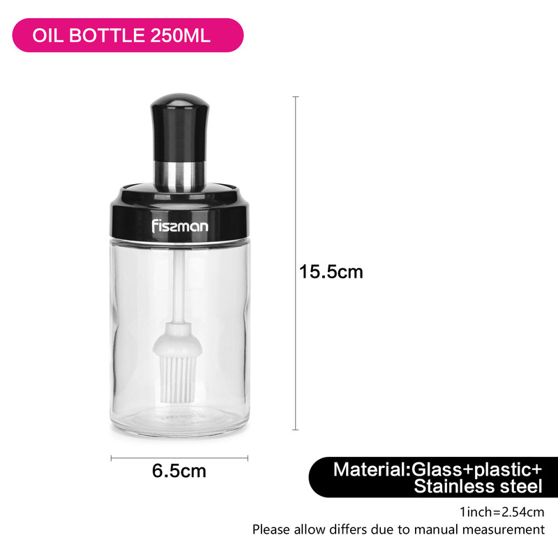 Fissman Oil Bottle 250ml With Silicone Brush (Glass)