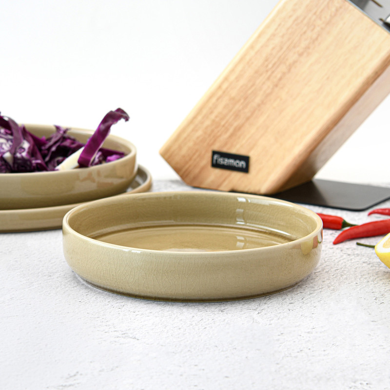 Fissman Plate 17.5x17.5x3.5cm Beige Crackle (Ceramic)