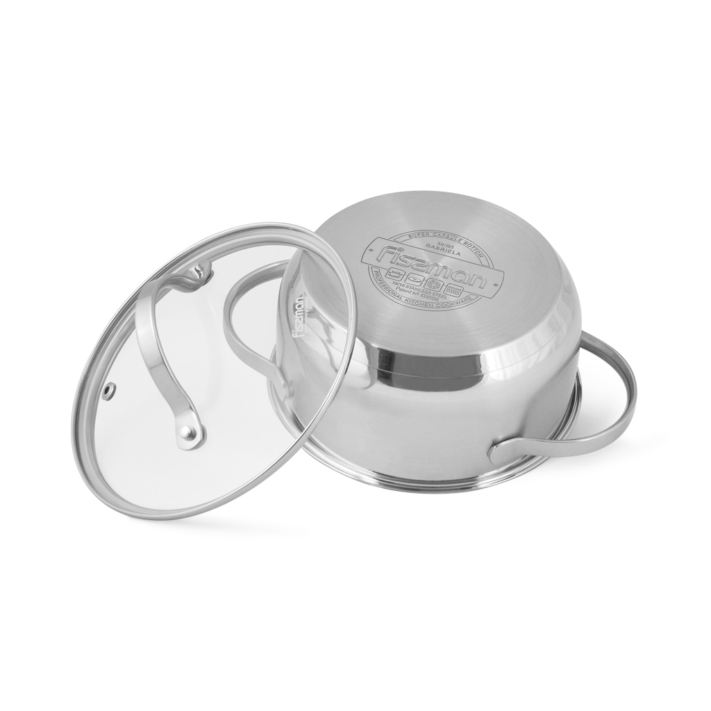 Fissman Cookware Set Gabriela 8 Pcs With Glass Lids (Stainless Steel)