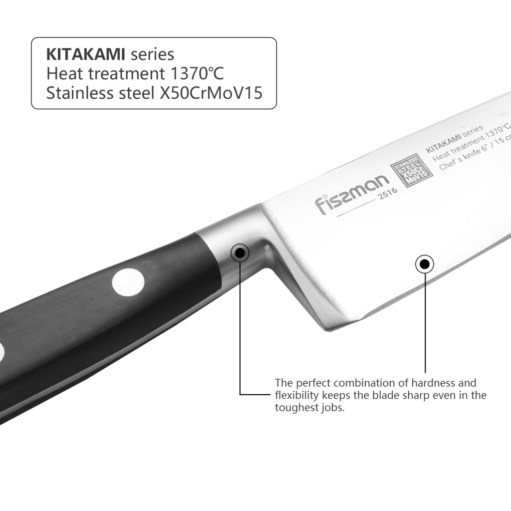 Fissman 6" Chefs Knife Kitakami (X50crmov15 Steel)