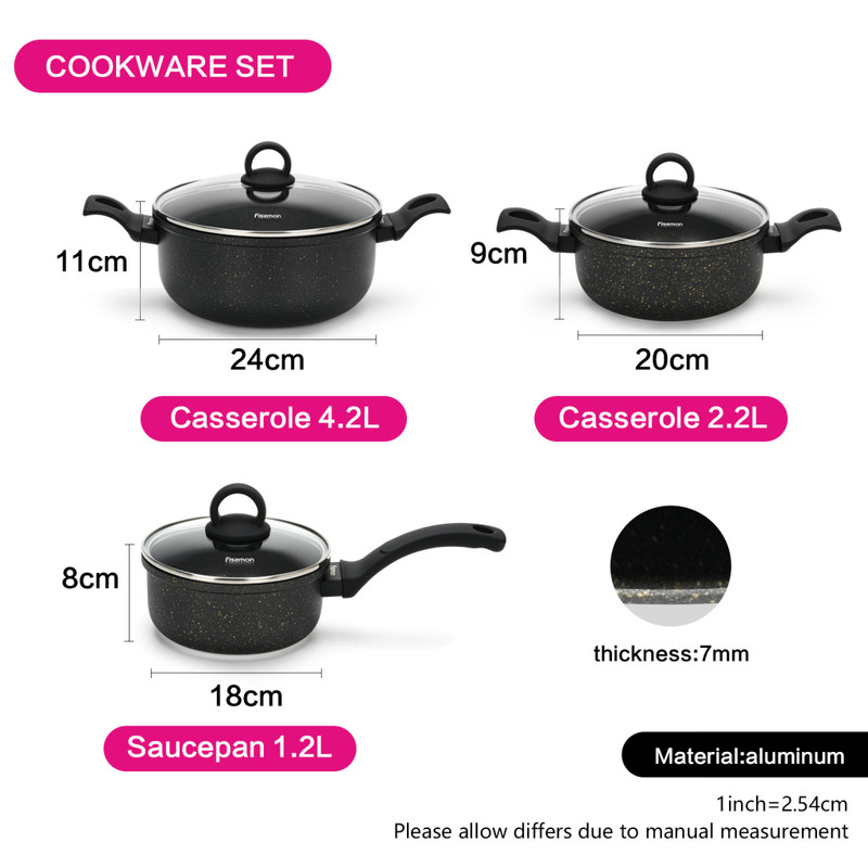 Fissman Cookware Set Grace 6 Pcs (Aluminium With Non-Stick Coating)