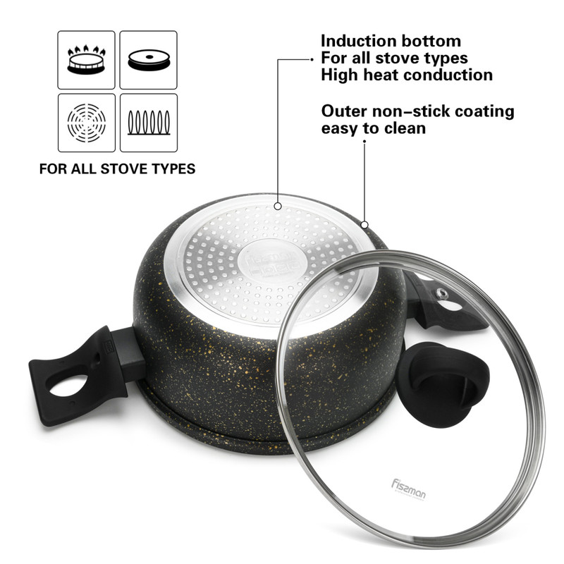 Fissman Cookware Set Grace 6 Pcs (Aluminium With Non-Stick Coating)