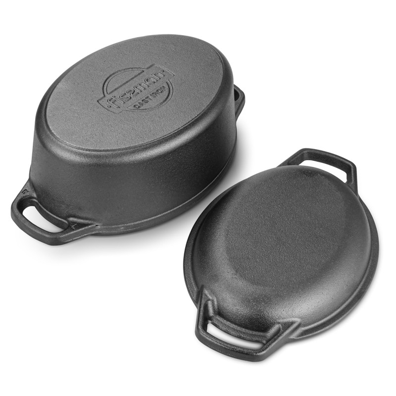 Fissman Casserole 29x21cm/4LTR With Lid-Griddle Pan (Cast Iron)