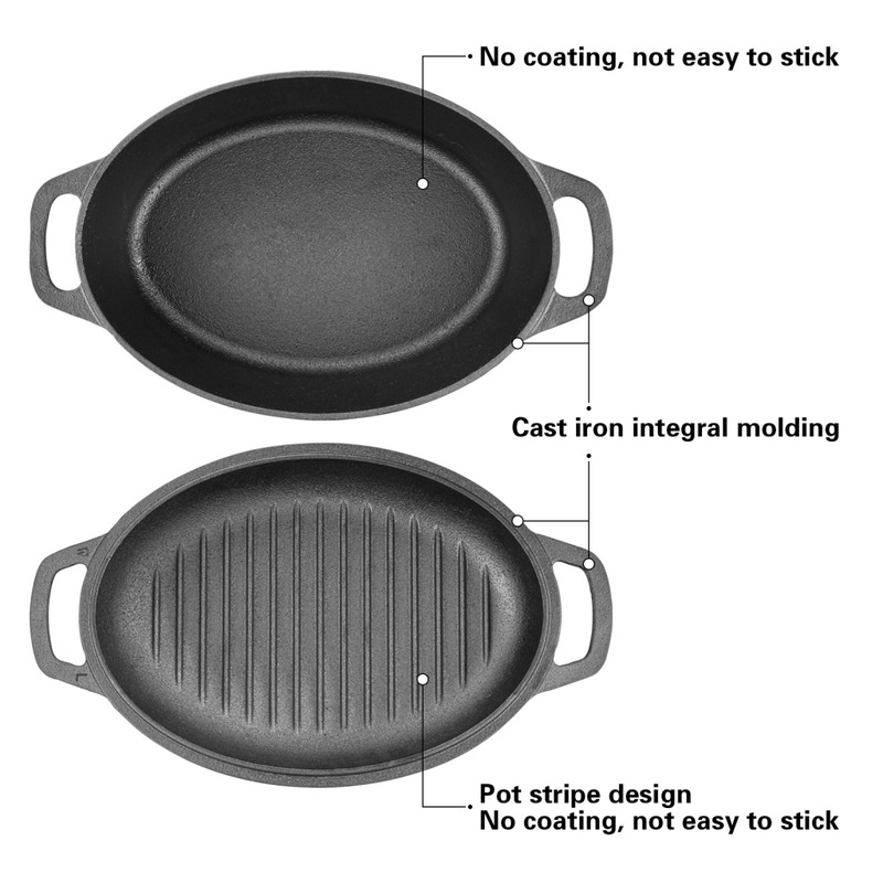 Fissman Casserole 29x21cm/4LTR With Lid-Griddle Pan (Cast Iron)