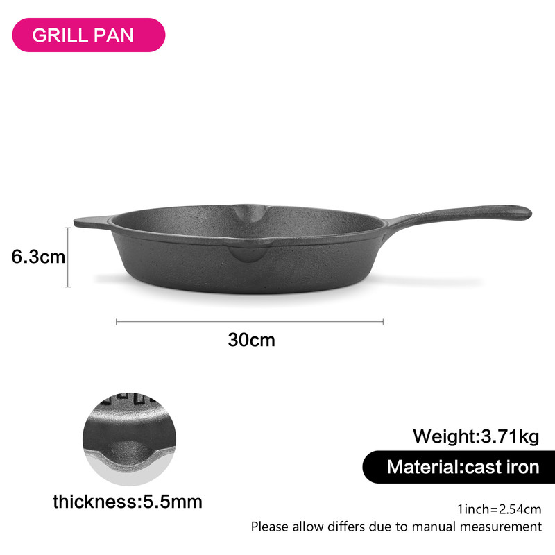 Fissman Grill Pan 30x6.3cm With Helper Handle (Cast Iron)