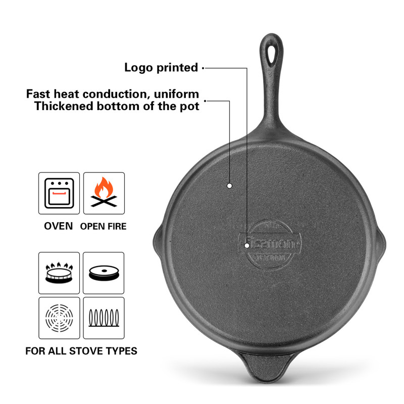 Fissman Grill Pan 30x6.3cm With Helper Handle (Cast Iron)