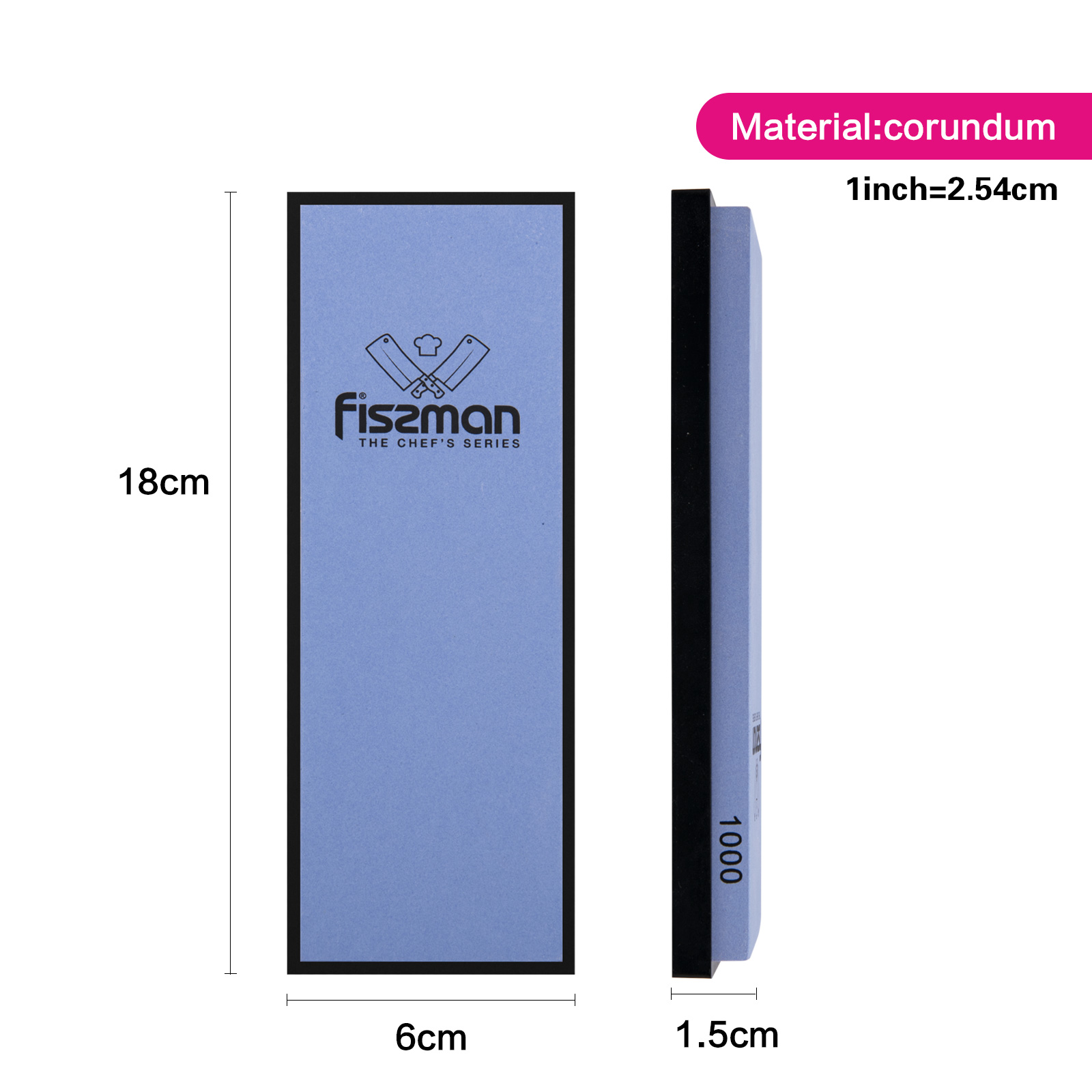 Fissman Whetstone 18x6x1.5cm 1000grit With Silicone Base (White Corundum)