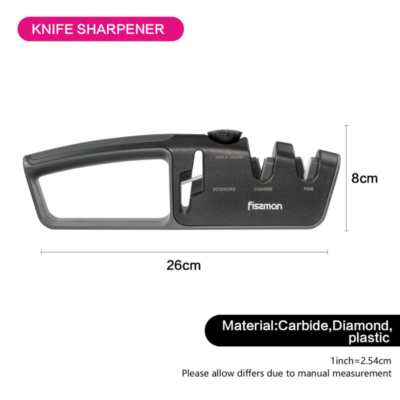 Fissman 2 Step Knife And Scissors Sharpener 26x4x8cm Black (Carbide Ceramic)