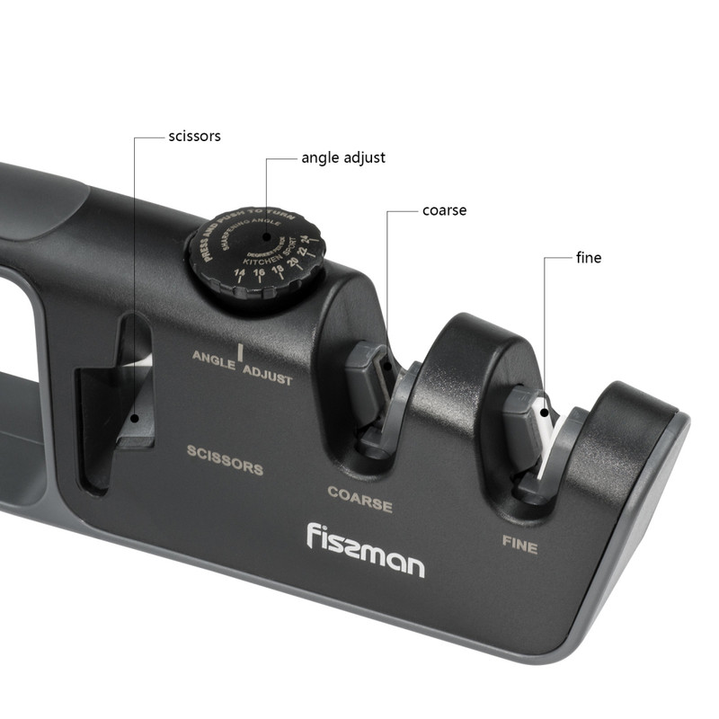 Fissman 2 Step Knife And Scissors Sharpener 26x4x8cm Black (Carbide Ceramic)