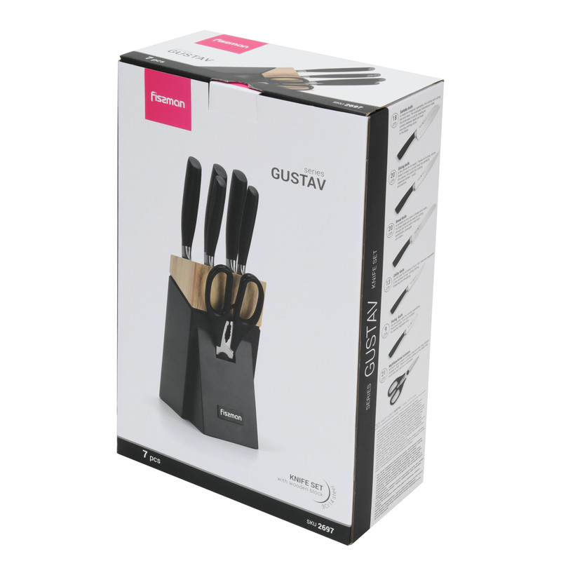 Fissman 7 Pc Knife Set With Wooden Block (3cr14 Steel)