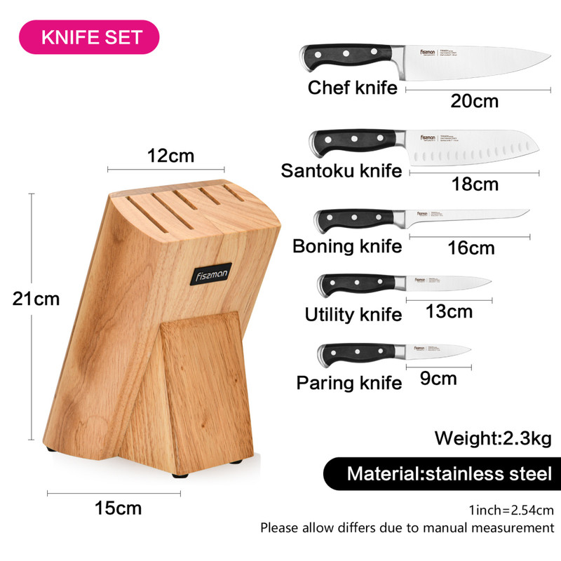 Fissman 6 Pc Knife Set Tokachi With Wooden Block (3cr13 Steel)